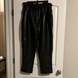 Black Dress Pants with Elastic Waistband and Straight Leg Design
